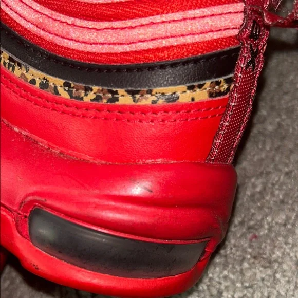 Nike Air Max Red and Black Cheetah Print Sneakers Size 9 - Picture 8 of 9